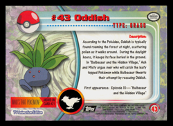 NM - Pokemon Topps Oddish #43 TV Animation Edition Series 1 (Black Logo) - Image 2