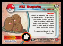 NM - Pokemon Topps Dugtrio #51 TV Animation Edition Series 1 (Black Logo) - Image 2