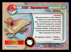 LP - Pokemon Topps Spearow #21 TV Animation Edition Series 1 (Blue Logo) - Image 2