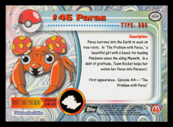 LP - Pokemon Topps Paras #46 TV Animation Edition Series 1 (Black Logo) - Image 2