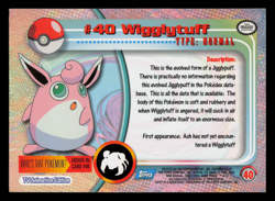 LP - Pokemon Topps Wigglytuff #40 TV Animation Edition Series 1 (Blue Logo) - Image 2