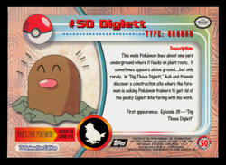 NM - Pokemon Topps Diglett #50 TV Animation Edition Series 1 (Black Logo) - Image 2