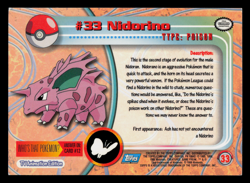 LP - Pokemon Topps Nidorino #33 TV Animation Edition Series 1 (Blue Logo) - Image 2