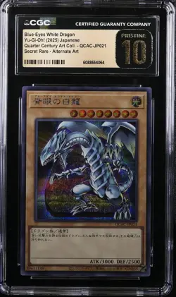 2025 YU-GI-OH! JPN #QCAC-JP021 BLUE-EYES WHITE DRAGON ALT ART CGC 10 PRISTINE - Image 1