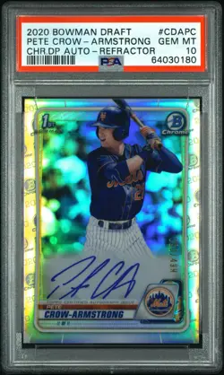 2020 BOWMAN DRAFT CHROME DRAFT PICKS AUTOS PETE CROW-ARMSTRONG #/499 PSA 10 - Image 1