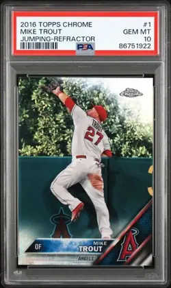 2016 Topps Chrome Mike Trout Jumping Refractor PSA 10 - Image 1