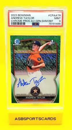 2023 Bowman Chrome Andrew Taylor 1st RC Auto Green Shimmer Ref #30/99 PSA 9 🆎 - Image 1