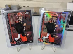2025 Topps Chrome NFL Joe Burrow 2 Card Lot Incl Refractor! Bengals QB! - Image 1