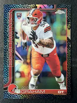 2025 Topps Chrome Football MASON GRAHAM RC Black Leather Refractor /10 - Browns - Image 1