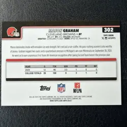 2025 Topps Chrome Football MASON GRAHAM RC Black Leather Refractor /10 - Browns - Image 2