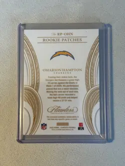 2025 Panini Flawless Omarion Hampton Rookie Patches Silver /20 RC Chargers - Image 2