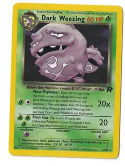 Dark Weezing 31/82 Team Rocket Non Holo Rare Pokemon Card WOTC 2000 LP - Image 1