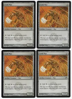 Gold Myr x4 4x 2010 Scars of Mirrodin PLAYSET Colorless Artifact MTG NM AZ2 - Image 1