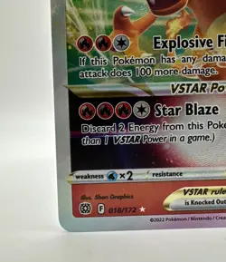 Charizard VSTAR 018/172 Brilliant Stars Ultra Rare Full Art Pokemon, NM - Image 5