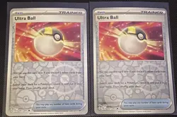 Set Of 2 Pokemon Scarlet & Violet Ultra Ball 091/091 Reverse Holo NM - Image 1