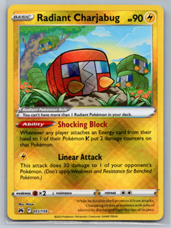 Holo Radiant Charjabug 051/159 Radiant Rare Crown Zenith Pokemon TCG 001 - Image 1