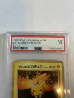 1998 POKEMON JPN GYM LV.10 #25 LT. SURGE'S PIKACHU PSA 8 - Image 2
