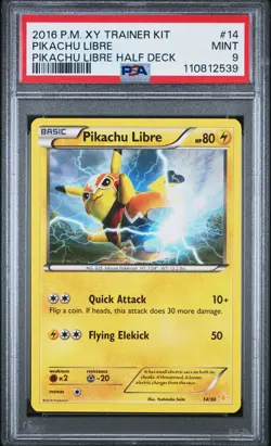 2016 POKEMON XY TRAINER KIT PIKACHU LIBRE HALF DECK #14 PIKACHU LIBRE PSA 9 - Image 1