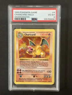 1999 Pokemon Charizard Holo Shadowless #4 PSA 4 - Image 1
