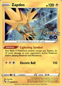 Zapdos Holo Rare Pokemon GO 029/078 LP - Image 1