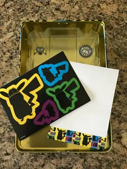 Pokemon Detective Pikachu Tin with Pin, Coin Stickers, Notepad - Image 2