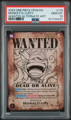 2024 ONE PIECE OP09-EMPERORS IN THE NEW WORLD #119 MONKEY D. LUFFY PSA 10 - Image 1