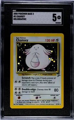 SGC 7 NM 2000 Chansey #3/102 Base Set 2 Holographic Rare Graded Pokemon Card - Image 1