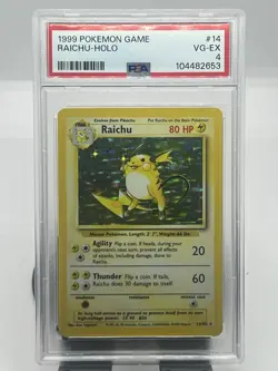 Pokemon TCG Raichu 14/102 Base Set Holo Rare PSA 4 - Image 1