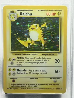 Pokemon TCG Raichu 14/102 Base Set Holo Rare PSA 4 - Image 2