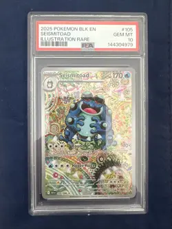 Seismitoad 105/086 Illustration Rare Black Bolt PSA 10 GEM MINT Pokemon TCG - Image 1