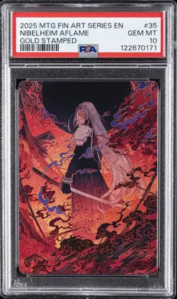 2025 MTG FINAL FANTASY ART SER GOLD STAMPED #35 NIBELHEIM AFLAME PSA 10 - Image 1