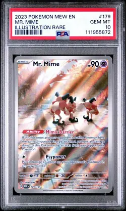 2023 Pokemon 151 Mr. Mime #179 Illustration Rare PSA 10 GEM MINT – Full Art - Image 1