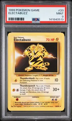 Pokemon 1999 Game Base Set Electabuzz #20 PSA 9 - Image 1