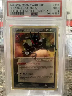 Pokemon Greninja Gold Star 2021 Celebrations Black Star Promo SWSH144 PSA 9 - Image 1