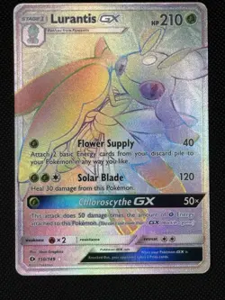 💥 Pokemon Lurantis GX Secret Rare Rainbow Holo – Sun & Moon Base Set 150/149 - Image 1