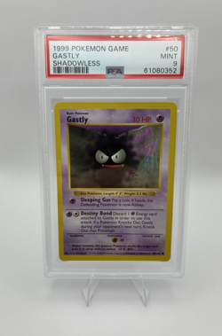 Gastly Shadowless, Pokemon PSA Mint 9, Base Set, Common, 50/102 - Image 1