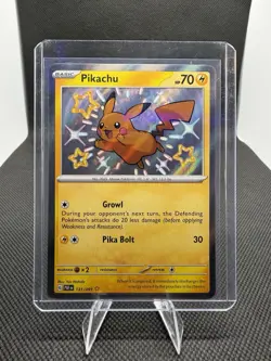 Pikachu (Shiny Rare, Basic) 131/091 SV: Paldean Fates Holo Pokemon TCG Card - Image 1