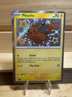 Pikachu (Shiny Rare, Basic) 131/091 SV: Paldean Fates Holo Pokemon TCG Card - Image 1