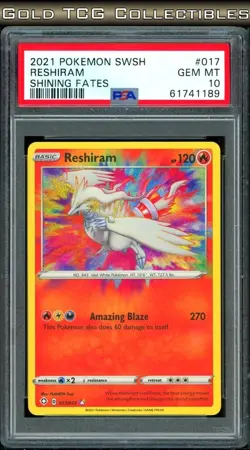 PSA 10 ⭐ Pokemon Reshiram 017 Amazing Rare Shining Fates Full Art Graded Card - Image 1