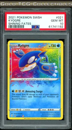 PSA 10 ⭐ Pokemon Kyogre 021 Amazing Rare Shining Fates Full Art Graded Card - Image 1