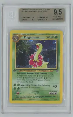 2000 Pokemon Neo Genesis 1st Edition Meganium BGS 9.5 Rare Holo #11 - Image 1