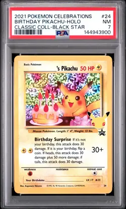 Birthday Pikachu Holo 24 Celebrations Classic Collection Pokemon PSA 7 *900 - Image 1