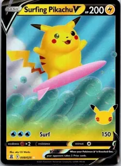 POKEMON CELEBRATIONS SURFING PIKACHU V 008/025 NM CONDITION - Image 1