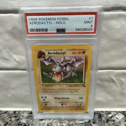 Pokemon Aerodactyl Fossil Unlimited Holo Rare #1 PSA 9 Mint - Image 1