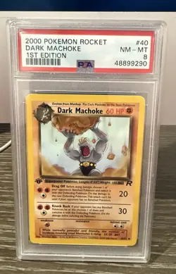 Dark Machoke 40/82 1st Edition Team Rocket Pokemon Card PSA 8 - Image 2