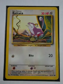 Pokemon TCG Card Base Set Rattata 61/102 WOTC 1999 Unlimited Vintage MINT/NM - Image 2