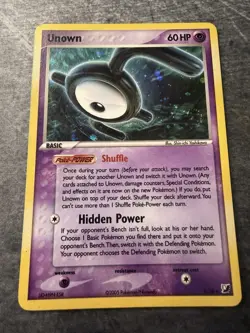 Unown E 28 Holo EX Unseen Forces Pokemon Card SWIRL - Image 2