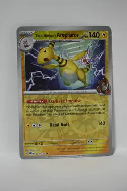 Team Rocket's Ampharos 074/182 Uncommon Destined Rivals Pokemon Reverse Holo NM - Image 1