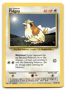 Pidgey LP 57/102 Unlimited Base Set Pokemon Common - Image 1