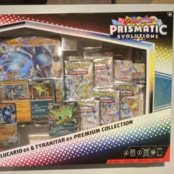 Pokemon TCG Prismatic Evolutions Lucario ex & Tyranitar ex Premium Collection B… - Image 1